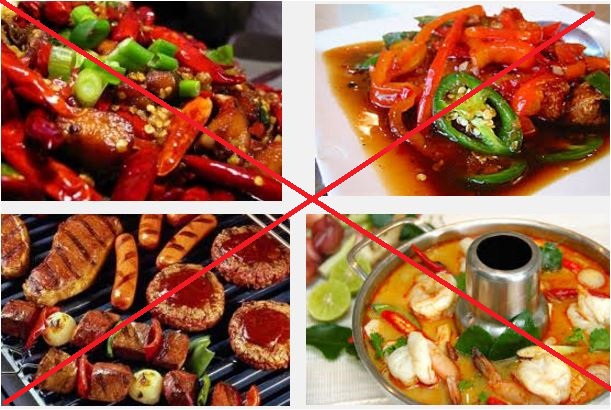 Tránh ăn các món ăn cay nóng 
